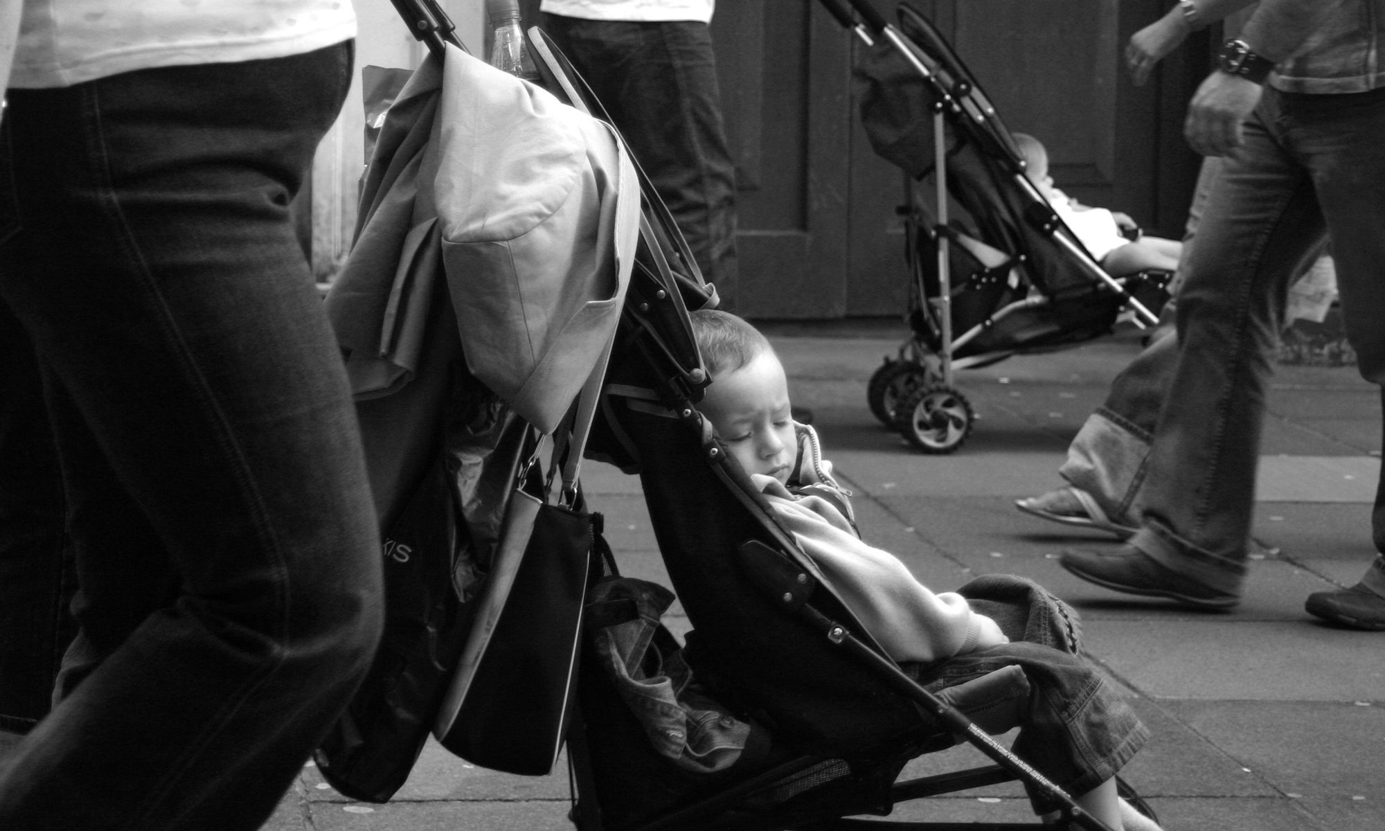 black and white stroller